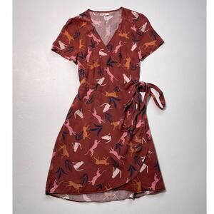 Marine Layer Lenora Cheetah Print Wrap Dress / Sz M / Lyocell / Unique Twee